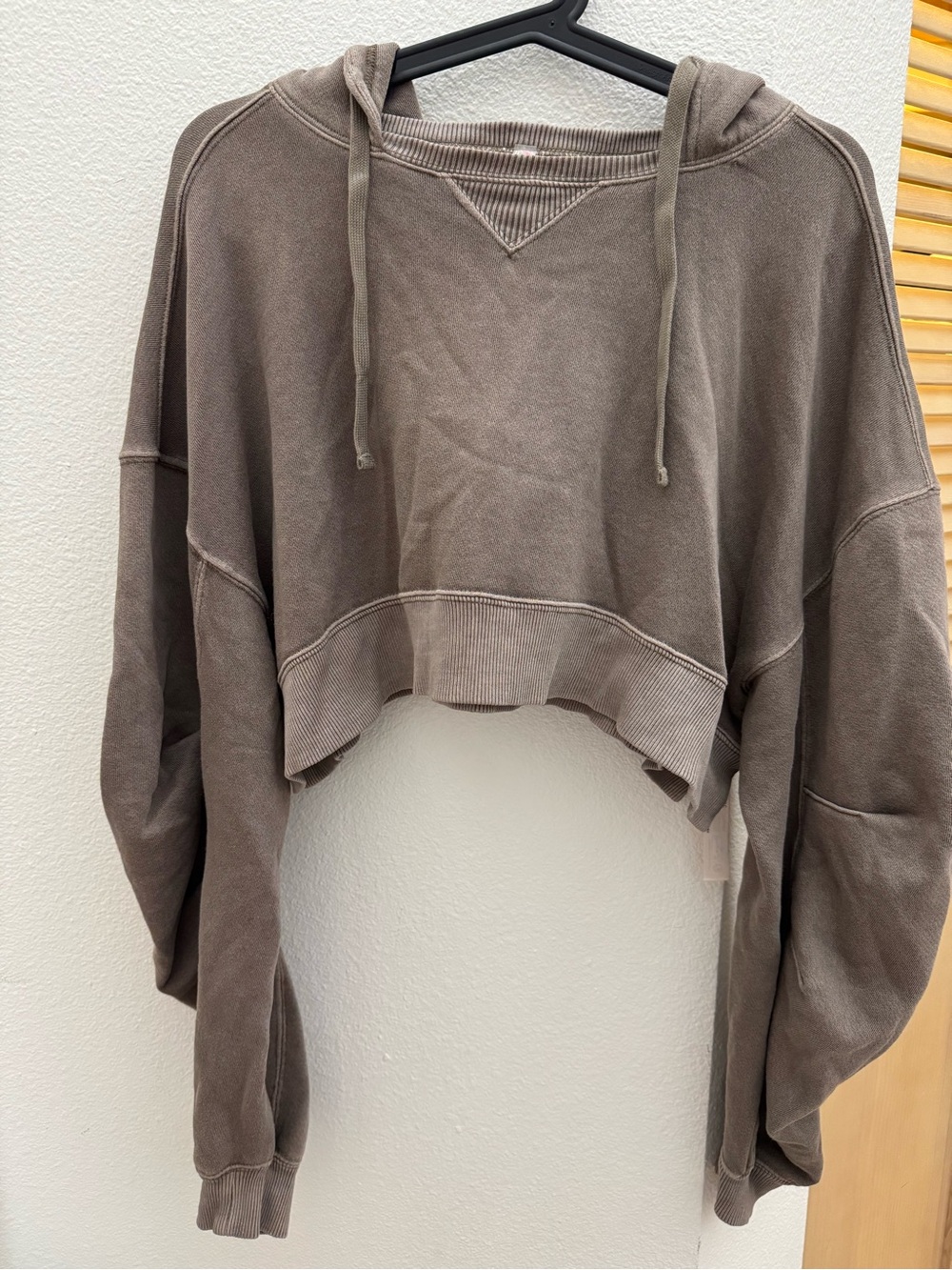 Free People Cropped Hooded Crew in Taupe